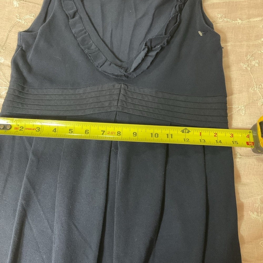 J Crew Piqué V-neck Ruffle Dress 2 V-Neck Navy Blue 100% Cotton - Picture 5 of 11